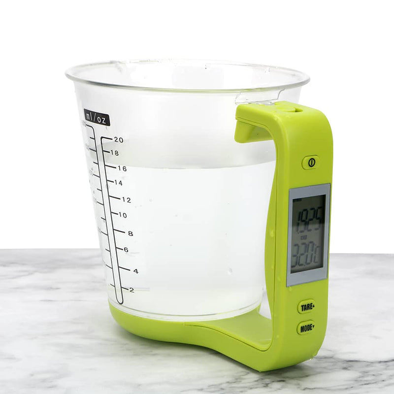 Copo Medidor INTELIGENTE 3 em 1  a bateria, Mede Peso, Volume e Temperatura