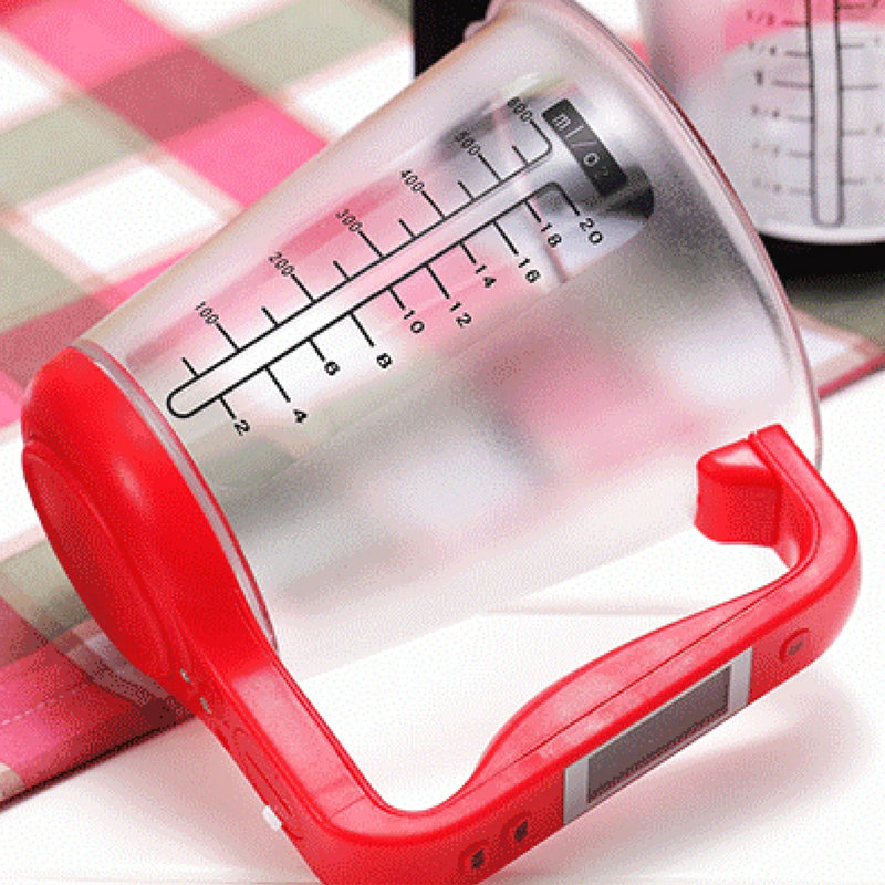 Copo Medidor INTELIGENTE 3 em 1  a bateria, Mede Peso, Volume e Temperatura