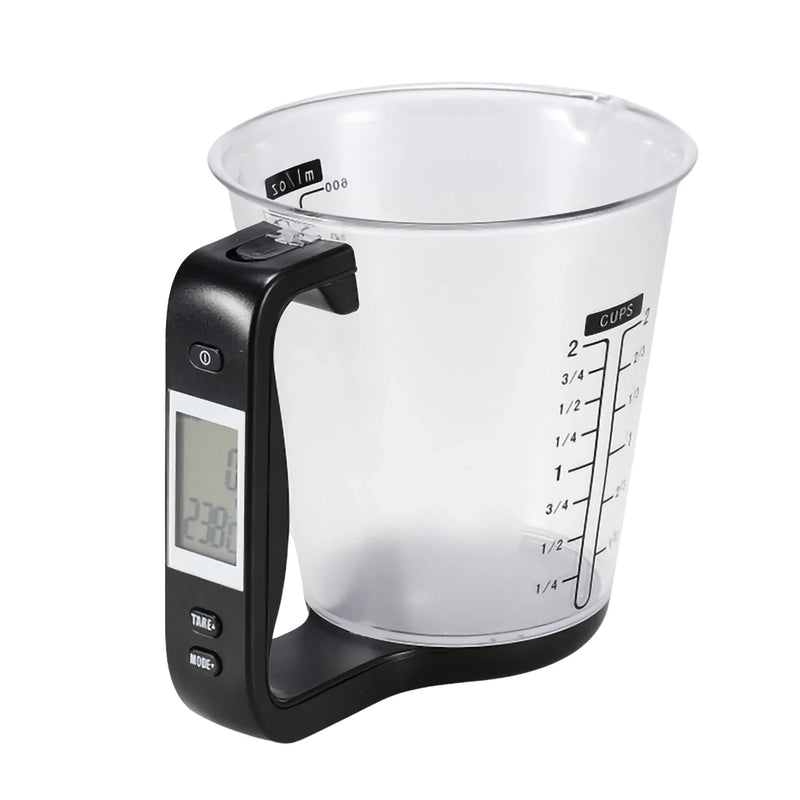 Copo Medidor INTELIGENTE 3 em 1  a bateria, Mede Peso, Volume e Temperatura