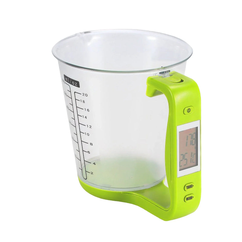 Copo Medidor INTELIGENTE 3 em 1  a bateria, Mede Peso, Volume e Temperatura
