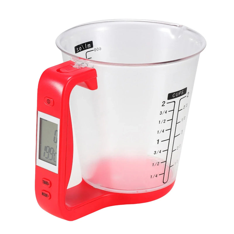 Copo Medidor INTELIGENTE 3 em 1  a bateria, Mede Peso, Volume e Temperatura